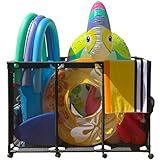 Pool Float Storage Organizer for Pool Noodles Floats Inflatables Towels - Ultimate Outdoor Pool Toy Storage Bin - XXL Black HDuty Metal - Pool Float Holder - Pool Storage Bin For Easy Poolside Cleanup