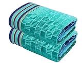 COTTON CRAFT Oversized Beach Towels - 2 Pack XXL 35x84 - The Big Kahuna 7 Foot Extra Large Beach Blanket Towel - Big & Tall - 100% Cotton Jacquard Velour Soft Luxury Towel - Pool Bath - Blue Tiles