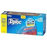 Ziploc Gallon Food Storage Freezer Bags, Stay Open Design, Easy to Fill, 66 count