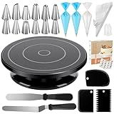 Kootek 71PCs Cake Decorating Kit, Baking Supplies Tools - Includes Cake Stand Turntable, 12 Icing Piping Tips, 2 Frosting Spatulas, 3 Scrapers, 50+2 Piping Bags, Coupler, Video Tutorial, Booklet