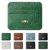 DJAFS Personalized Gold Silver Initial letters Credit Card Holder Wallet for women, Cute PU Leather Ultra Minimalist Wallet, Thin Slim Card Case Protector, Business Front Pocket Wallets for Men