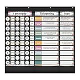 BOHEMIABY Objectives Board for Classroom, Learning Targets Display Pocket Chart, Dry Erase Reusable Attendance Chart, Customizable Objectives, Objectives Pocket Chart for Teacher Student(Black)