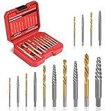 UYECOVE 14 Pieces Screw Extractor Set, Left Hand Drill Bits Set for Removing Stripped Screws and Broken Bolts 35# Cr-Mo & 6542 HSS Steel Cobalt Easy Out Screw Extractor Set Broken Bolt Extractor Kit
