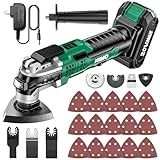 KIMO 20V Cordless Oscillating Tool Kit with 26-Pcs Accessories, Max 21000 OPM, 6 Variable Speed & 3° Oscillating Angle, Battery Powered Oscillating Multi-Tool for Cutting Wood/Nailing/Scraping/Sanding