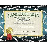 Hayes Language Arts Achievement Certificates, Achievement Recognition for Students, Customizable Awards, Teacher Awards, Full-Color Glossy Finish, 8.5" x 11" - 30 Pack