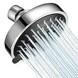 WarmSpray High Pressure Shower Head 5 Settings Fixed Showerhead 4 Inch High Flow Bathroom Showerhead with Adjustable Brass Ball Joint for Luxury Shower Experience Even at Low Water Pressure