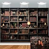 Vintage Bookshelf Backdrop 7x5ft Medieval Library Bookcase Photography Background Retro Study Room Dark Academia Decorations Medieval Castle Theme Party Banner