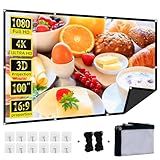 Foldable 100-inch Projector Screen,XINLEMY 4k 16:9 Anti-Crease Portable Washable Projector Backing Black Absorbs Light Movies Screens for Home Theater Backyard Indoor and Outdoor Camping