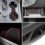 Auovo Cup Holder Insert Door Liners for Volkswagen VW Atlas Accessories 2023 2022-2018 Interior Custom Fit Car Console Cup Holder Door Pocket Mats Pads for Atlas (19pcs/Set) (Red)