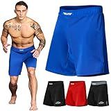 Elite Sports Men's New Item Black Jack Series Fight Shorts, Blue, X-Large