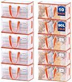 KYODOLED 10-Pack Clear Moving Bags Heavy Duty Extra Large, Storage Totes