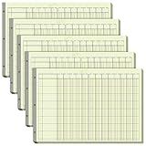 Zhanmai 5 Pack 250 Sheets Analysis Columnar Books 3 Hole Accounting Ledger Book Ledger Paper Pad Columnar Pad for Business, 50 Sheets/Pack, Single Page Format, Green(13 Columnar,16.31 x 11)