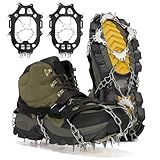 Tomaje 24 Spikes Crampons for Shoes, Anti Slip Ice Cleats for Shoes and Boots, Traction Ice Snow Grip with Stainless Steel Spikes and Silicone Men Women for Hiking, Walking, Climbing, Jogging,Fishing