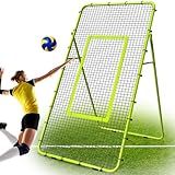 Adjustable Volleyball Rebounder Net 7x4 FT, Steel Frame & High-Tension PE Netting, Durable & Portable Volleyball Training Equipment Practice for Improving Volleying, Bumping, Spiking Skills (Green)
