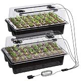 Patigrow 80-Cell Self-Watering Seed Starter Tray with Grow Light, Seed Starter Kit with 4.07” Humidity Dome, Indoor Seedling Starter Tray, Seed Starting Trays for Plant Germination, Seeds Growing
