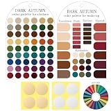 Ultimate 12 Season Personal Color Palette Cards Set,2 Pack Portable Color Template Guide for Clothes & Makeup with Bonus Color Analysis Guide&Bead Ball Chains(Dark Autumn)