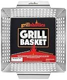 Grillaholics Vegetable Grill Basket for Outdoor Grill - Extra Large, Heavy-Duty Stainless Steel Veggie Grilling Basket with Handles