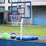 Patiassy Pool Basketball Hoop with LED Lights, Adjustable Poolside Basketball Hoop with Wheels, Ideal for Poolside Fun & Nighttime Play