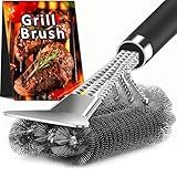 TNTOR Grill Brush with Scraper, 18" Adjustable Handle BBQ Grill Brush for Outdoor Grill, Extra Strong Grill Cleaner Accessories for Grill/Smoker/Gas/Charcoal Grill Cleaning-Grill Gifts for Men/Dad