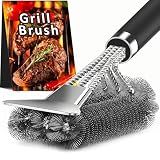 TNTOR Grill Brush with Scraper, 18" Adjustable Handle BBQ Grill Brush for Outdoor Grill, Extra Strong Grill Cleaner Accessories for Grill/Smoker/Gas/Charcoal Grill Cleaning-Grill Gifts for Men/Dad