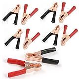 Insulated Alligator Clips Durable Heavy Duty Black & Red Boot Metal Spring Loaded Truck Car Battery Electric Test Clips Lead Probe Alligator Clamps (50A 10-PACK)