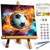 TOCARE Framed Paint by Numbers Kit for Adults, Soccer Paint by Number with Frame, Small Easy Paint by Numbers Framed Canvas Soccer Ball Lovers for Home Wall Decor (10x10 Inch, Without Easel)