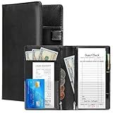 Server Book for Waitress, Leather Waitress Book, Black Serving Books with Zipper Pocket and Money Pocket, Waiter Books Waitstaff Organizer Fits Server Apron, Receipt Holder, Guest Checkbook