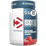 Dymatize ISO100 Whey Protein Powder Isolate, Strawberry, 25g of Protein, 5.5g BCAAs, Less Than 120 Cal., Gluten Free, 1g Fat, 1g Sugar, 2g Carb (20 Servings)