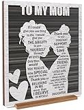 Sentimental Mom Gifts for Mother’s Day from Daughter- Rustic Mom and Daughter Hug Wood Sign, Best Bonus Mama Step Mother in Law Birthday, Easter, Valentines