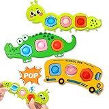 3PC Fidget Popper Sensory Toys Airplane Travel Activities for Toddlers Goodie Bags Pop It Fidget Toys for 12+ Month Babies 1 2 3 Year Old Girls Boys Valentine Gift Easter Basket Stuffer Gift