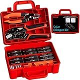 PEBA Solar Crimper Tool Kit 16 PCS Solar Tools - a Crimper AWG16-10, a Wire Stripper, 12 Pairs of Solar Connectors,2 Pairs of Solar Connector Spanner Wrench for Solar Panel Cable Assembly/Installation