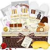 Jorceray 22PCS Spa Gift Baskets for Women, Luxury Bath and Body Gift Basket Set for Women Coconut Vanilla Spa Kit Relaxing Spa Self Care Gift for Her Wife Lover Mom Sister Friend