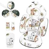 Sweetwavet Infant Insert Compatible with 4moms Mamaroo Swing and Infant Carseat, Including 3 Replacement Balls, Reversible Newborn Insert for Baby Swing, Stroller, Bouncer, Soft Fabric - Animals