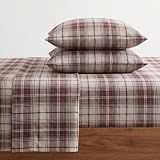 Eddie Bauer - Flannel Sheets Queen Size, Anti-Pilling & Wrinkle Resistant Cotton, Touchably Soft for All-Season Comfort - Bed Sheets with Matching Pillowcases & Fitted Sheet (Montlake Plaid Red)