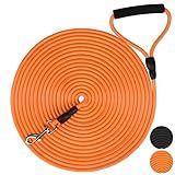 SZEE Floating Long Dog Leash, 30ft Dog Training Leash for Walking, Playing, Hunting and Swimming, for Medium & Small Pooch, Dual-Purposes (for Both Floating and Regular Training) - Orange
