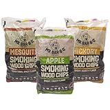 Wood Smoker Chips Bundle of 3 Flavors - Apple, Mesquite & Hickory Wood Chips by Mr. Bar-B-Q, Can be Used on Gas & Charcoal Grill, Variety of Flavors for Smokers, Grilling, BBQ, Camping(3 x 1.8 Lb Bag)
