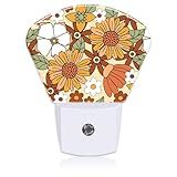 Uiaoiais Retro Floral Plug in Night Lights, Groovy Flower Nightlight Plug Into Wall Dusk to Dawn Sensor for Kid Girls Boys Women Men Bedroom, Hallway, Kitchen, Bathroom, Stairs Decor