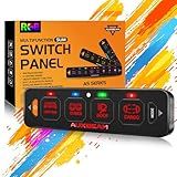Auxbeam 4 Gang Slim Switch Panel RGB AS-R40 Automatic Dimmable Switch Panel with Toggle Momentary Pulsed Off Backlight Unique Patented Design Control Panel for Truck Offroad Boat, 2-Year Warranty