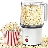 Hot Air Popcorn Popper Maker - Quick & Easy with Built-In Serving Bowl, 2-Quart Electric Popcorn Machine, Oil-Free Healthy Snack Maker for Home Movie Nights, Apartments & Dorms, ETL Certified(White)