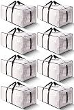 HOMESURE Supports 200lbs Heavy Duty Moving Bags - Strong Zipper & Wrap-Around Handles - Water-Resistant Storage Totes, Durable Alternative to Moving Boxes - 8 Pack - Semi-Transparent