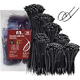 Zip Ties Assorted Sizes 700 Pack 4+6+8+10+12 Inch Cable Ties Heavy Duty 40lbs Plastic Wire Ties UV Resistant Zipties Black Small Zip Tie Wraps Assortment Cord Management for Home, Office, Gardening