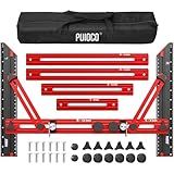 Stair Tread Template Tool, Stair Measuring Tool with Triangular Structure Brace and Edge Flip Stops, 8-72 in Solid Aluminum Alloy Stair Tread Jig for Accurately Measuring Stairs (Red)