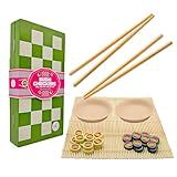 Project Genius: Sushi Checkers - Game & Sushi Making Set, Folding Bamboo Game Board, 24 Checkers & Chopsticks Set, Adults & Kids Ages 8+, 2 Players