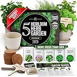 HOME GROWN Indoor Herb Garden Starter Kit – Complete 5 Herb Grow Kit with Basil, Cilantro, Mint, Parsley & Thyme – for Gardeners, Unique Christmas Gardening Gift for Mom, Women & Men