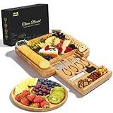 YZS Bamboo Charcuterie Boards Set -Unique Cheese Board with Accessories - Perfect for Housewarming, Weddings, Bridal Showers, Birthday Gifts, Mother's Day Gift, Parties, Eco-Friendly & Elegant Design