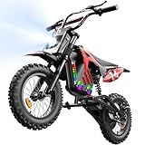 isinwheel A12/A14 Electric Dirt Bike for Kids, 36V 350W/500W Electric Motorcycle Up to 17/15.5MPH & 14 Miles Long-Range, 3-Speed Modes, Electric Bike for Kid Ages 3-14