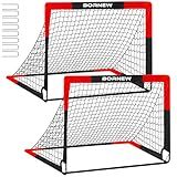 BORNEW 2 Pack Soccer Goal - Backyard & Indoor Soccer Goals for Kids, 4X3 ft Portable Pop Up Soccer Nets Set for Youth & Adult and Outdoor Games and Soccer Training Equipment Ages 3-16 Year Gift