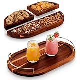 Modular Oval Serving Tray - Acacia | Serving Platter Snack Tray for Party Hosting - Trays for Serving Food, Charcuterie, Fruit Platter Tray for Parties, Appetizer Dishes & Dessert Trays