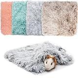 KAYCOWZA Guinea Pig Blankets 4 Pack, Warm Cozy Pet Cage Accessories for Guinea Pig Hedgehog Rabbit Hamster Chinchilla Ferret Small Animals, Fleece Cage Liners Bedding Mat Washable for Cold Weather