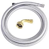 Hydro Master Braided Stainless Steel Dishwasher Connector with Elbow 72 inches 3/8" Comp x 3/8" Comp